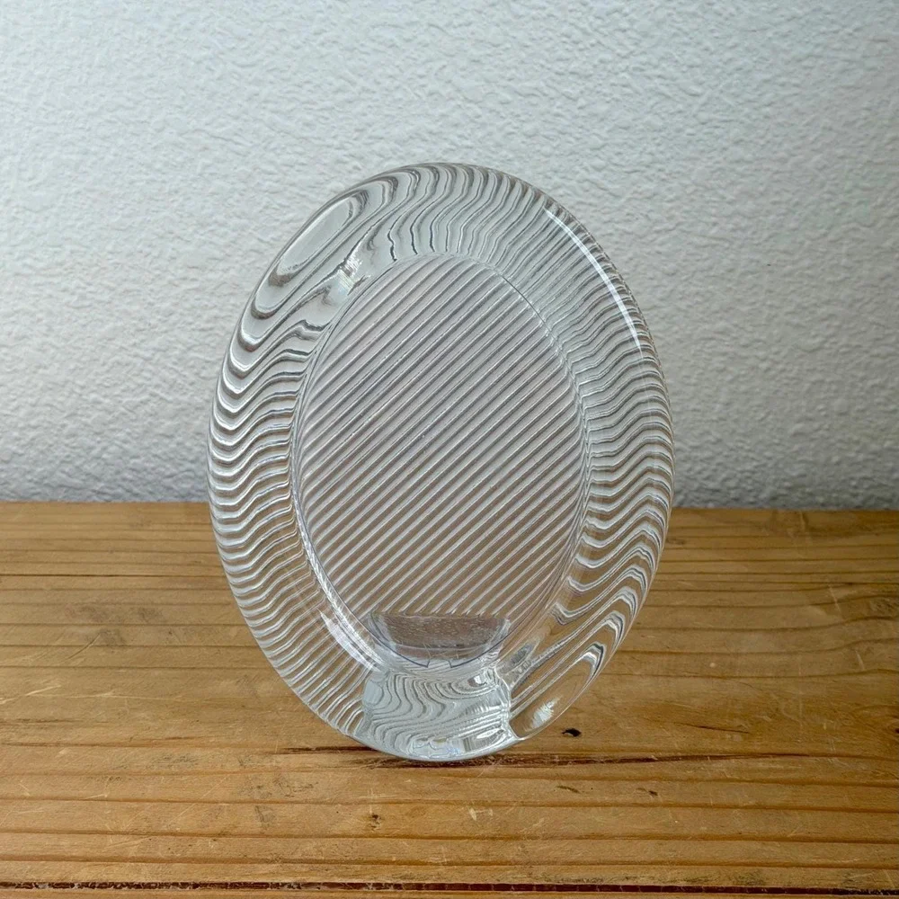 Vintage Mikasa Crystal Glass Picture Frame, 80s‎ Postmodern Ribbed Wave Design